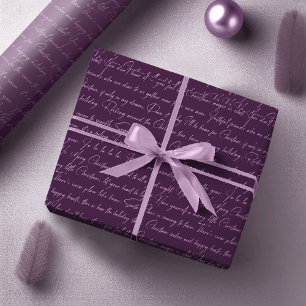 Papel De Regalo Tipografía de Navidad Morada Patrón#36 ID1009