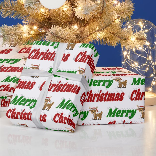 Papel De Regalo Tipografía de renos navideños (Vacaciones)