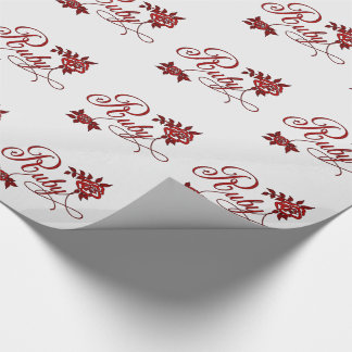 Papel De Regalo Tipografía de rubí con Rosas rojos y blancos