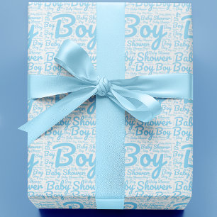 Papel De Regalo Tipografía de script simple Boy Baby Shower