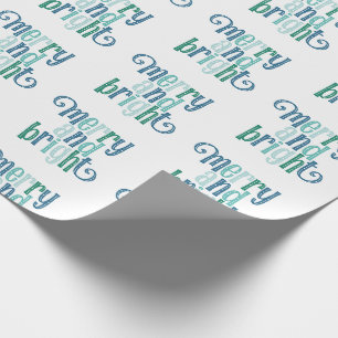 Papel De Regalo Tipografía divertida mora y brillante Diseño azul