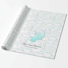 Papel De Regalo Tipografía elegante de Navidades turquesa y platea