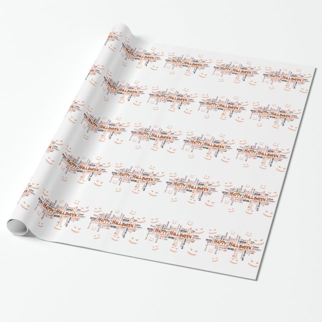 Papel De Regalo Tipografía feliz de Halloween (Desenrollado)