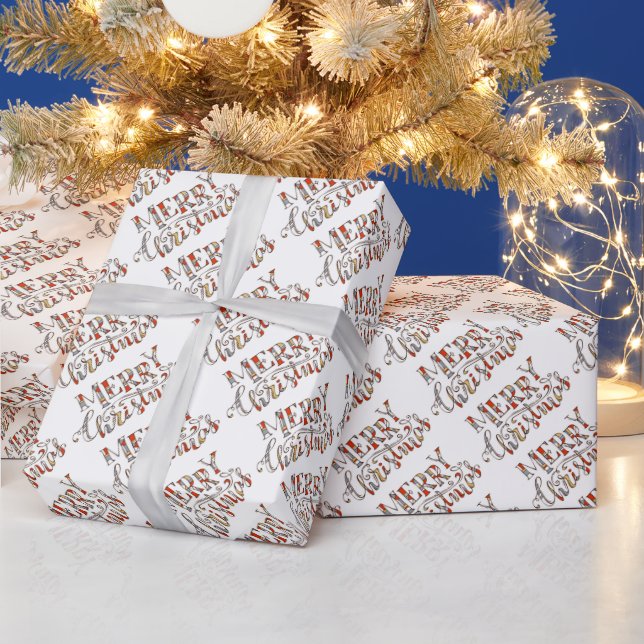 Papel De Regalo Tipografía Feliz Navidad  (Vacaciones)