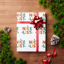 Papel De Regalo Tipografía festiva de Navidad con lista de 'Niños 
