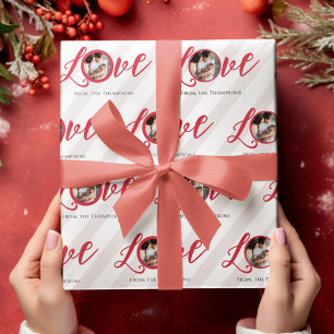 Papel De Regalo Tipografía fotográfica roja para navidades