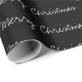 Papel De Regalo Tipografía mínima de Feliz Navidad blanco negro