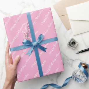 Papel De Regalo Tipografía Minimalista Feliz Cumpleaños Personaliz