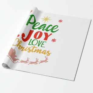 Papel De Regalo Tipografía moderna de Navidad de Paz Alegría Amor 