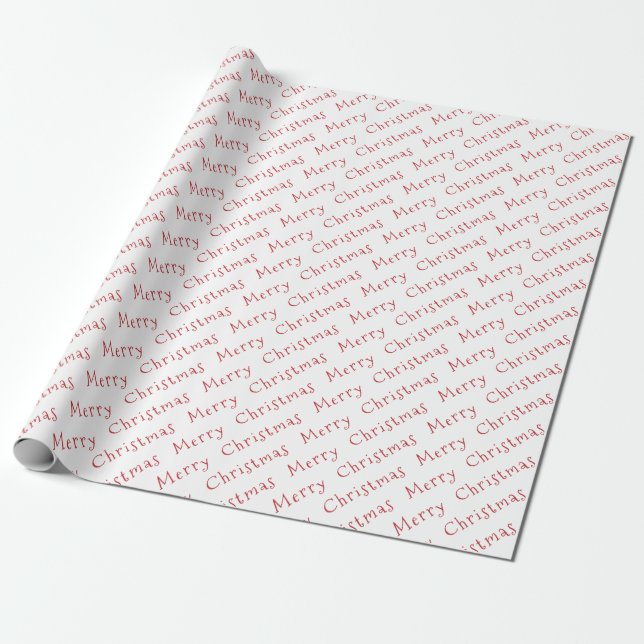 Papel De Regalo Tipografía navidad rojo oscuro sobre blanco (Desenrollado)
