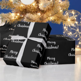 Papel De Regalo Tipografía navideña negra y blanca