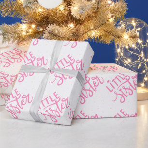 Papel De Regalo Tipografía rosada de la hermana pequeña con purpur