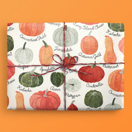 Papel De Regalo Tipos de calabaza ilustrados con etiquetas