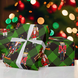 Papel De Regalo Tira de petardo en búfalo rojizo negro verde