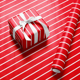 Papel De Regalo Tiras blancas rojas lindas simples Navidades en br