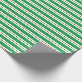 Papel De Regalo Tiras de bastón verde rojo blanco
