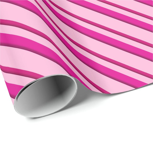 Papel De Regalo Tiras de caña de caramelo en rosa menta (Esquina del rollo)