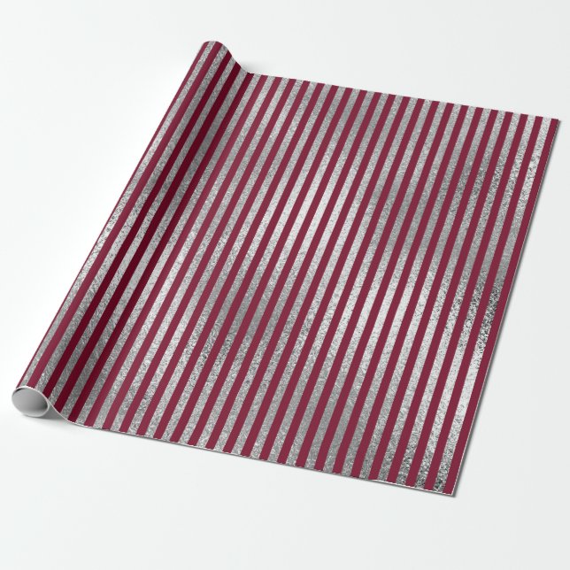 Papel De Regalo Tiras de joyería Maroon Burgundy Silver Vip (Desenrollado)