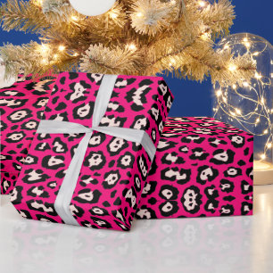 Papel De Regalo Tiras de moda zigzaguda impresión negro rosa rosa