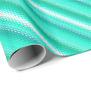 Papel De Regalo Tiras de vidrio escarchado - turquesa y blanca