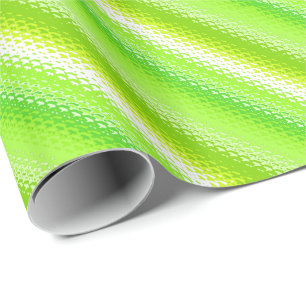 Papel De Regalo Tiras de vidrio escarchado - verde limón y blanco