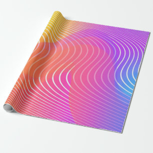 Papel De Regalo Tiras geométricas abstractas de neón coloridas