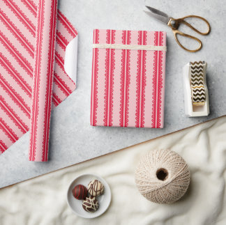 Papel De Regalo Tiras rojas y rosadas de goma