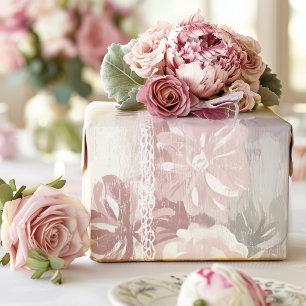 Papel De Regalo Tiras y encajes Rosas turbios
