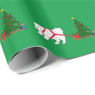 Papel De Regalo Tire del samoyedo que tira del árbol de navidad