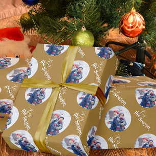 Papel De Regalo Tis la Temporada Tipografía Elegante Foto Redonda
