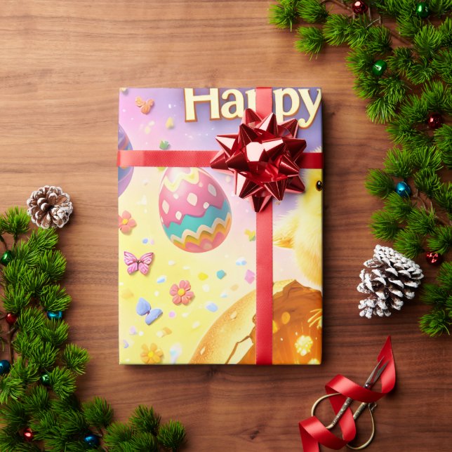 Papel De Regalo Title whimsical Easter bunny and colourful egg pat (Regalo de vacaciones)