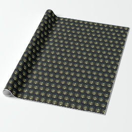 Papel De Regalo Título de doctorado en patrón negro de oro de la c