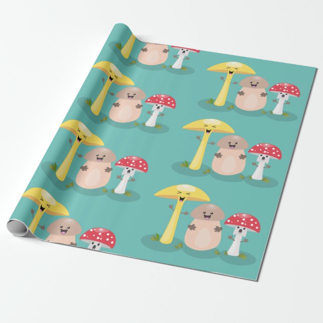 Papel De Regalo Toadstool de hongos de hongo de kawaii (Desenrollado)