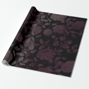 Papel De Regalo Toalla floral moderna de color bronce rosado negro