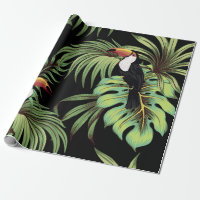 Tocan tropical vintage, hojas de palmera, costurer