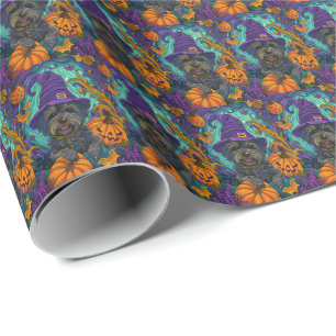 Papel De Regalo Tocante calabaza de bruja de perro terrible tibeta