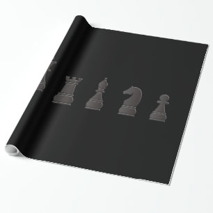 Papel De Regalo Todo el un blanco negro, pedazos de ajedrez