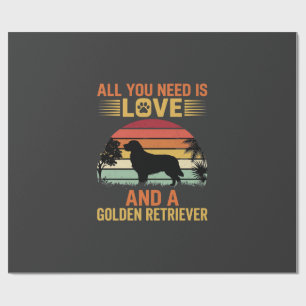 Papel De Regalo Todo lo que necesitas es amor Golden Retriever