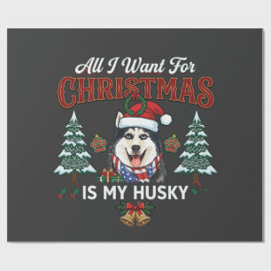 Papel De Regalo Todo lo que Quiere la Navidad es Perro Husky Gorro