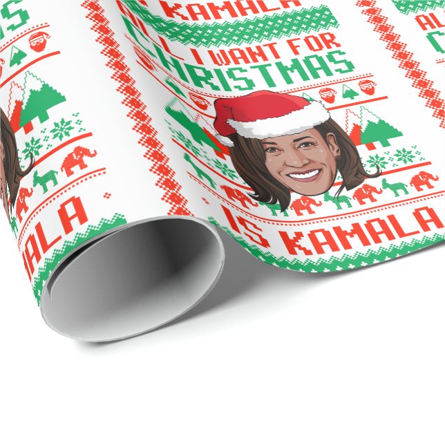 Papel De Regalo Todo lo que quiero Navidades es Kamala (Esquina del rollo)