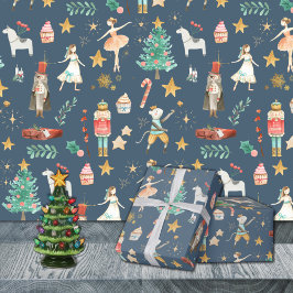 Papel De Regalo Todo Navidades de desnudos azul oscuro