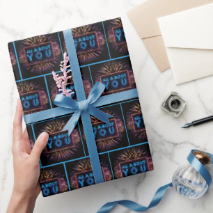 Papel De Regalo Todo Sobre Usted Neon Rótulo Con Fuegos Artificial