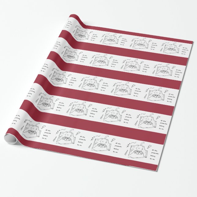 Papel De Regalo Todos los regalos de Navidad pertenecen al gato (Desenrollado)