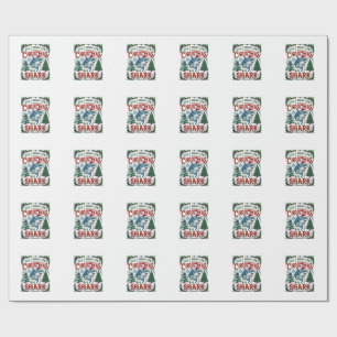 Papel De Regalo Todos Quieren Tiburones De Navidad Árboles De Pino