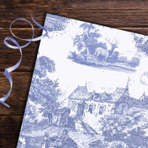 Toile Chateau Francés Clásico Azul Vintage