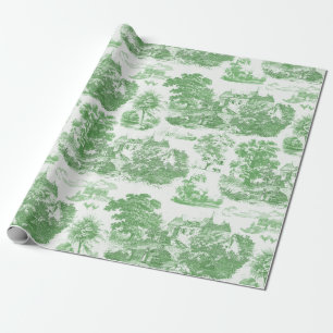 Papel De Regalo Toile Chateau Francés clásico de la época verde