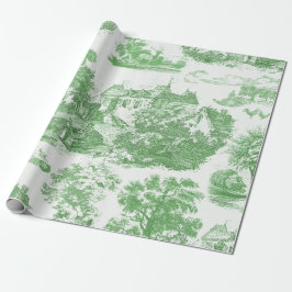Papel De Regalo Toile Chateau Francés clásico de la época verde