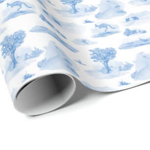 Papel de regalo Toile de animal australiano (azul)