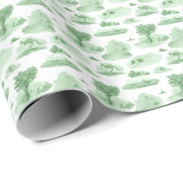 Papel De Regalo Toile de Animal Australiano (Verde)