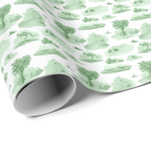 Papel De Regalo Toile de Animal Australiano (Verde)